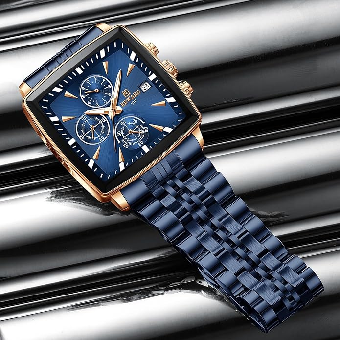 REWARD Rectangle Men'S Watches Quartz Wristwatches Luxury Business Watch Clock Luminous Hands Clock Man