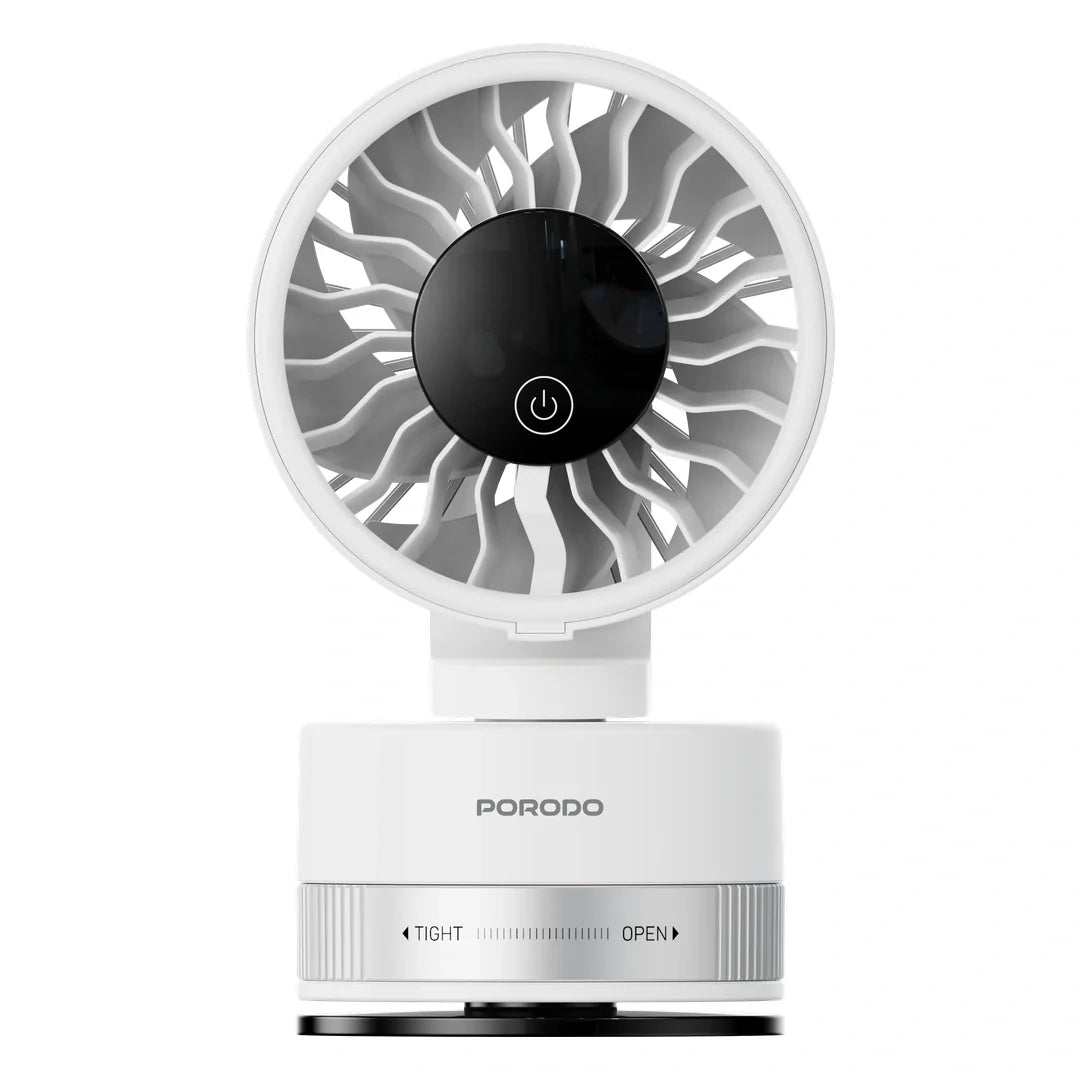 Porodo Chillo Luxe Portable Suction Cup Fan with 4000mAh Rechargeable Battery - White